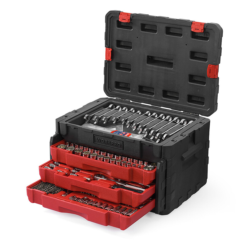 WORKPRO 450Piece Drive Socket Set 1/2″ 1/4″ 3/8″ Drive Ratchet Wrench SAE/METRIC