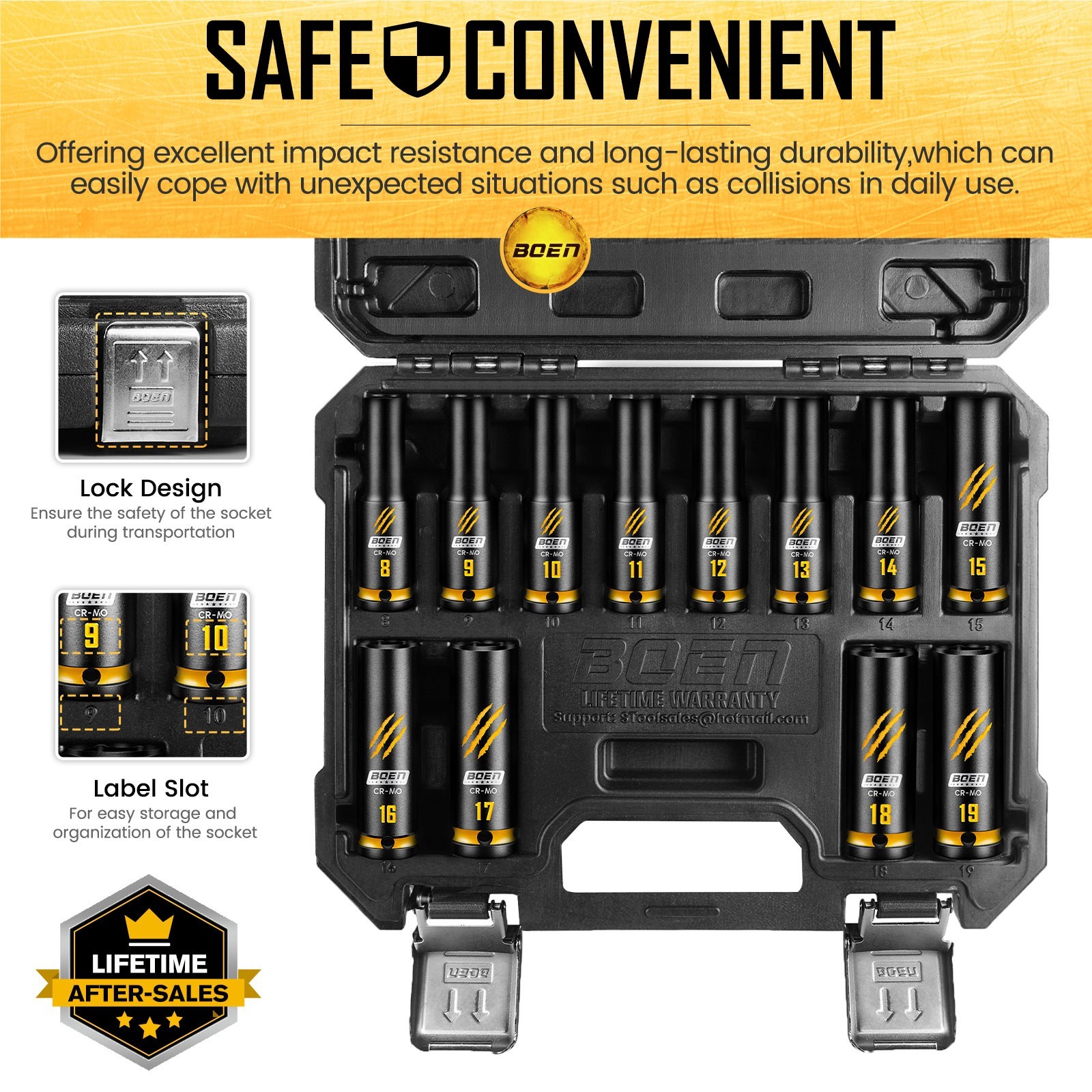 12-Piece 1/2″ Drive Deep Impact Socket Set, Metric Sockets (8-19mm)