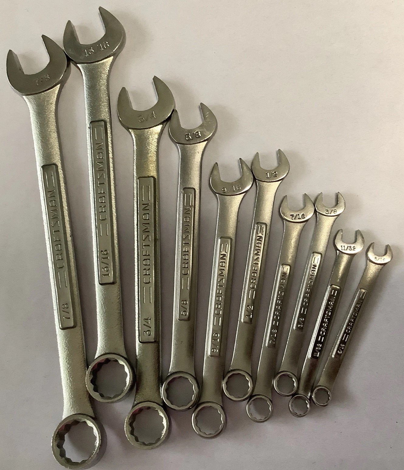 Craftsman 10pc SAE 5/16-7/8 Combination Wrench Set VA Series 12pt USA