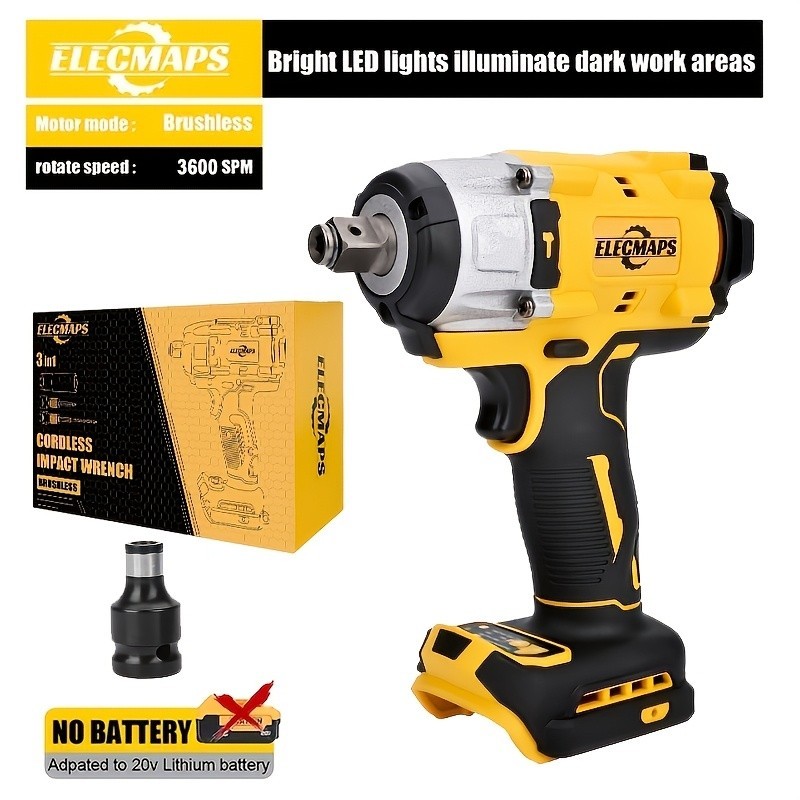 1/2-inch Cordless Impact Wrench, 3600RPM/430N High Torque