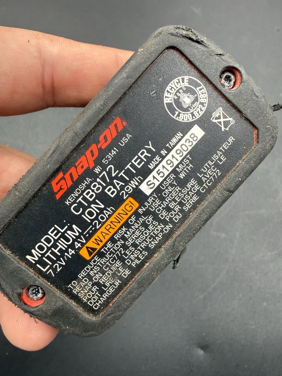 SNAP ON CTB8172 14.4V 2.0 AH BATTERY CT861 CTS861 CTR861 CTPP861 BRUSHLESS TOOL