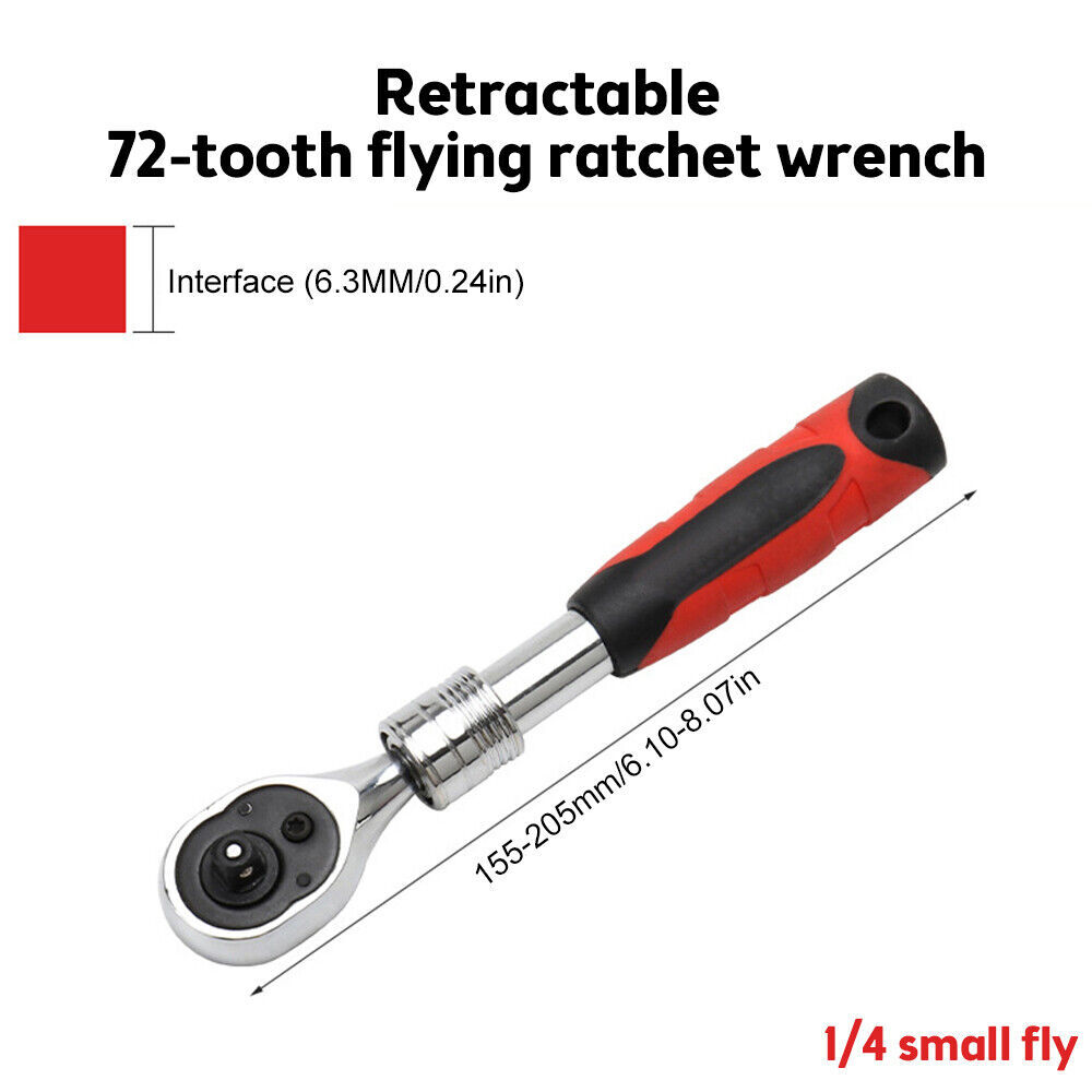 Flexible Ratchet Handle Socket Wrench Swivel Tool Set 1/4″ 3/8″ 1/2″ 72 Tooth
