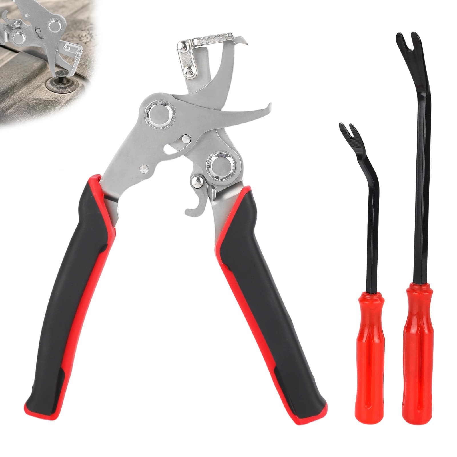 Fukaisu Car Clip Pliers with 2pcs Fastener Remover, Panel black, red, silver