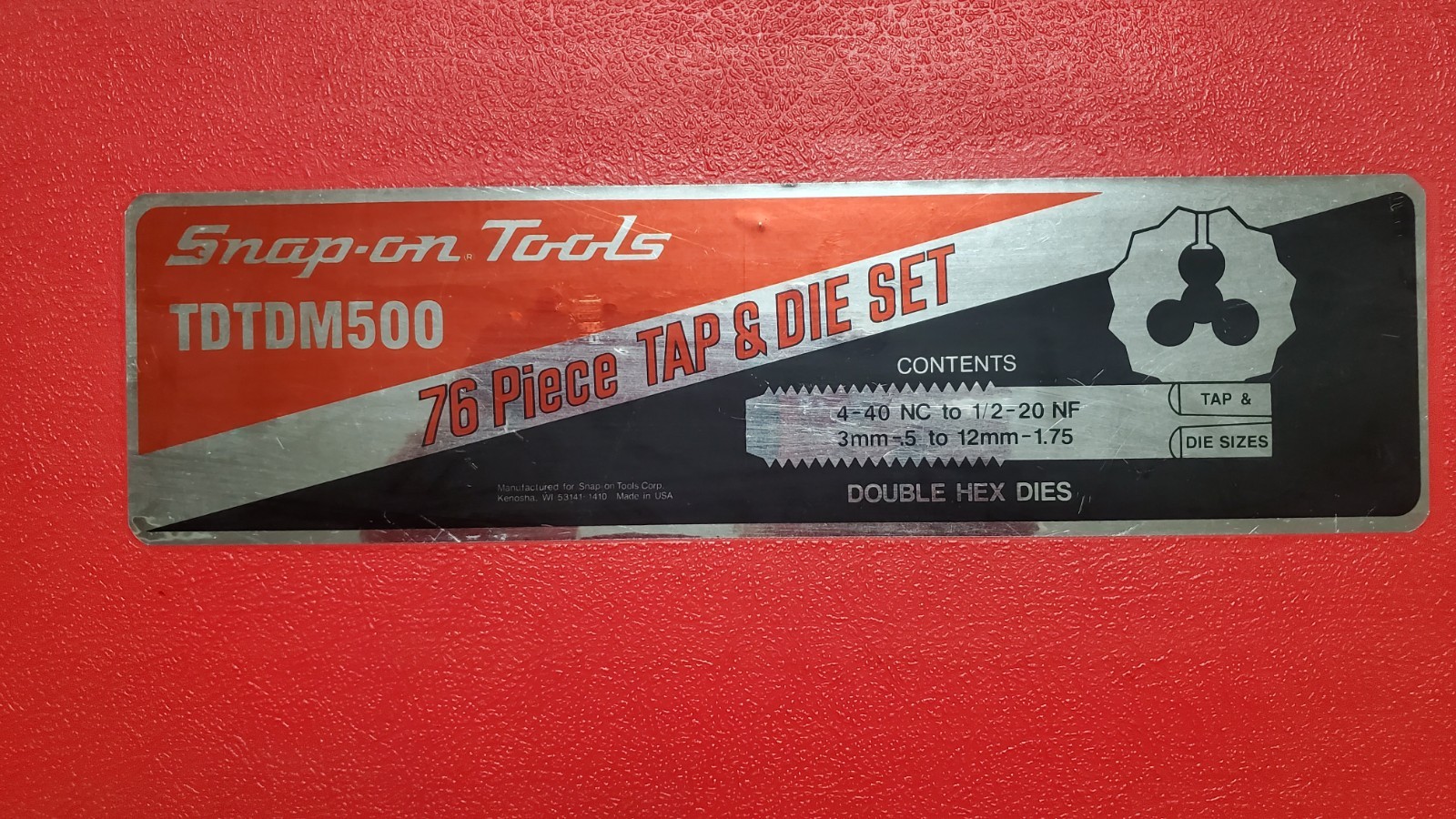 Snap On Tools Tap & Die Set # Tdtdm500 76 Piece Set complete No Missing Parts