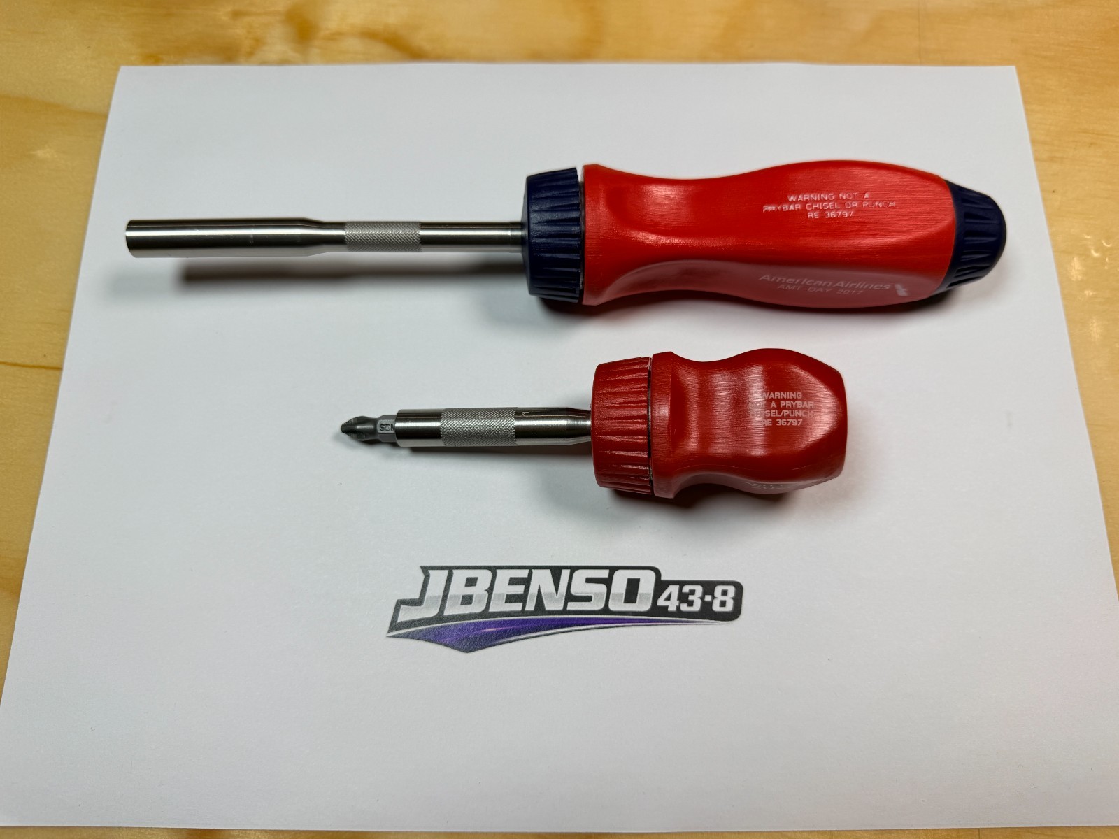 Snap-on Tools USA NEW 2pc AMERICAN AIRLINES AMT DAY Ratcheting Screwdriver Set