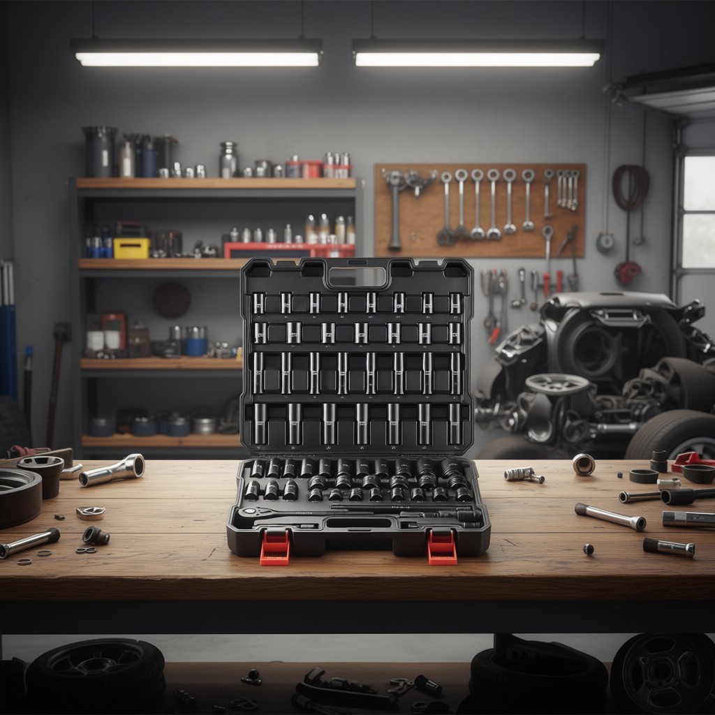 65PCS Impact Socket Set 1/2″ Drive SAE Metric Deep Standard Sockets Case