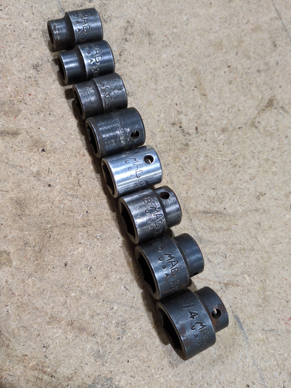 MAC Snap-on Tools 8pc. Shallow 3/8 Impact Socket Set 6 Point SAE 5/16 – 3/4 USA