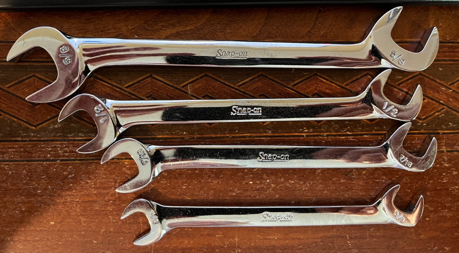 Snap-on VS807 Underline Series SAE 7pc 4 Way Open End Wrench Set 3/8″-3/4″ Mint!