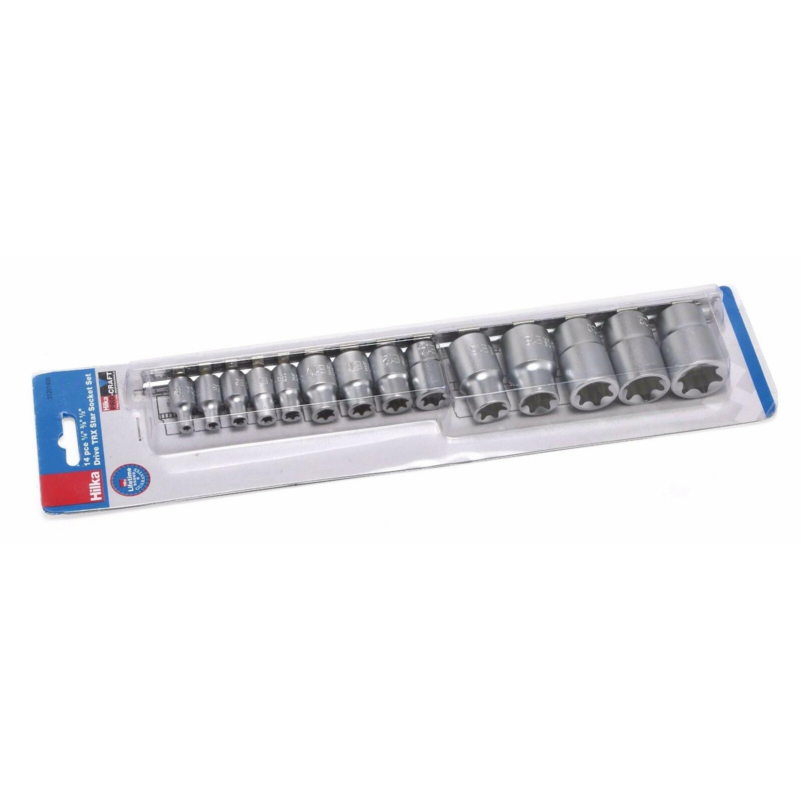 14Pc TX Star Socket Set E4 – E24 CRV Steel 1/2″, 1/4″ & 3/8″ Drive Storage Rail