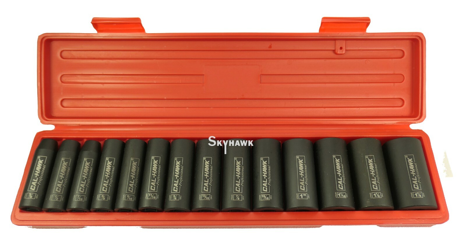 14 pc 1/2″Dr. 6 POINT Deep Impact Socket Chrome Vanadium CRV Set SAE