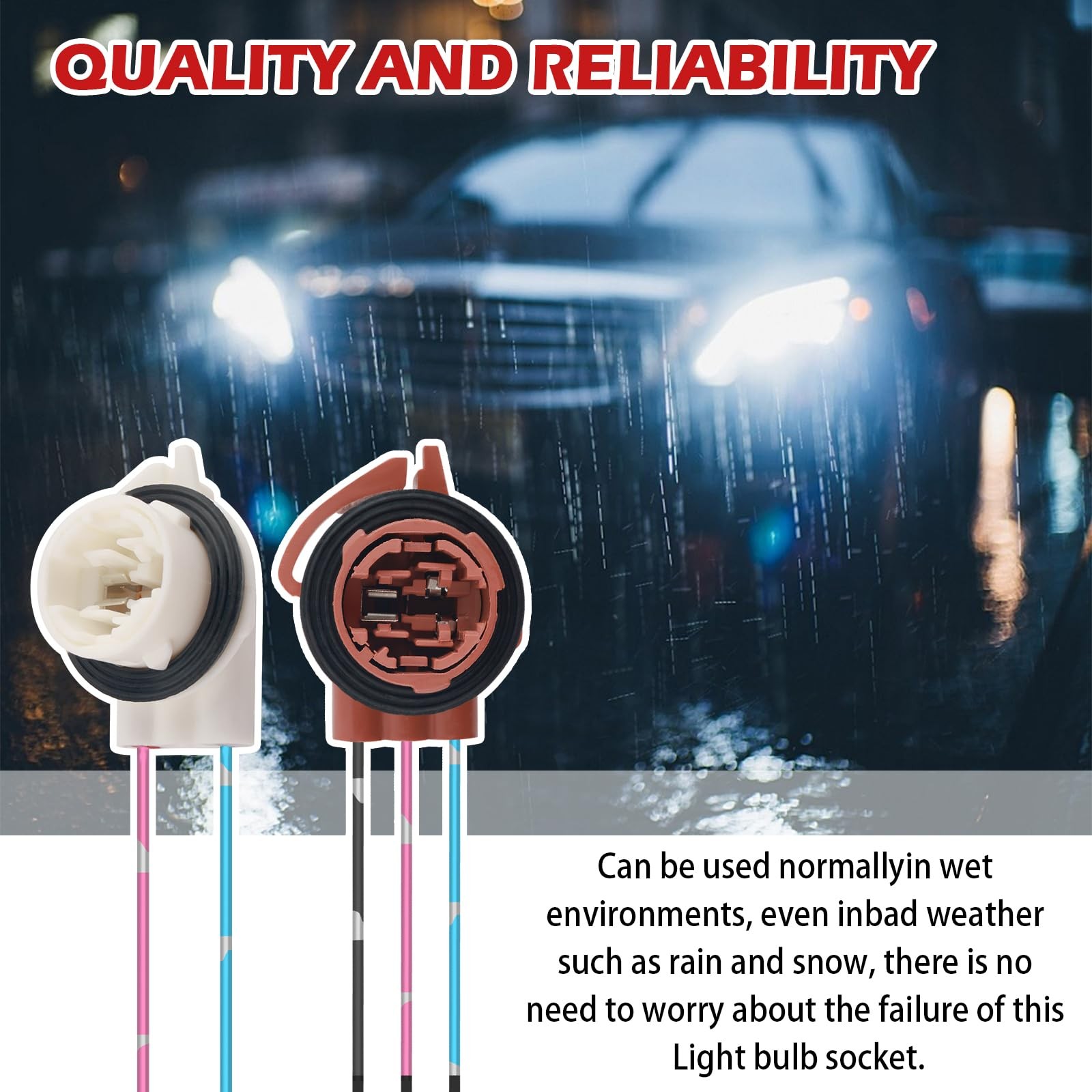 4PCS Turn Signal Socket ＆ Tail Light Socket,3156 3157 6.98 × 1.45 × 1.24 inch