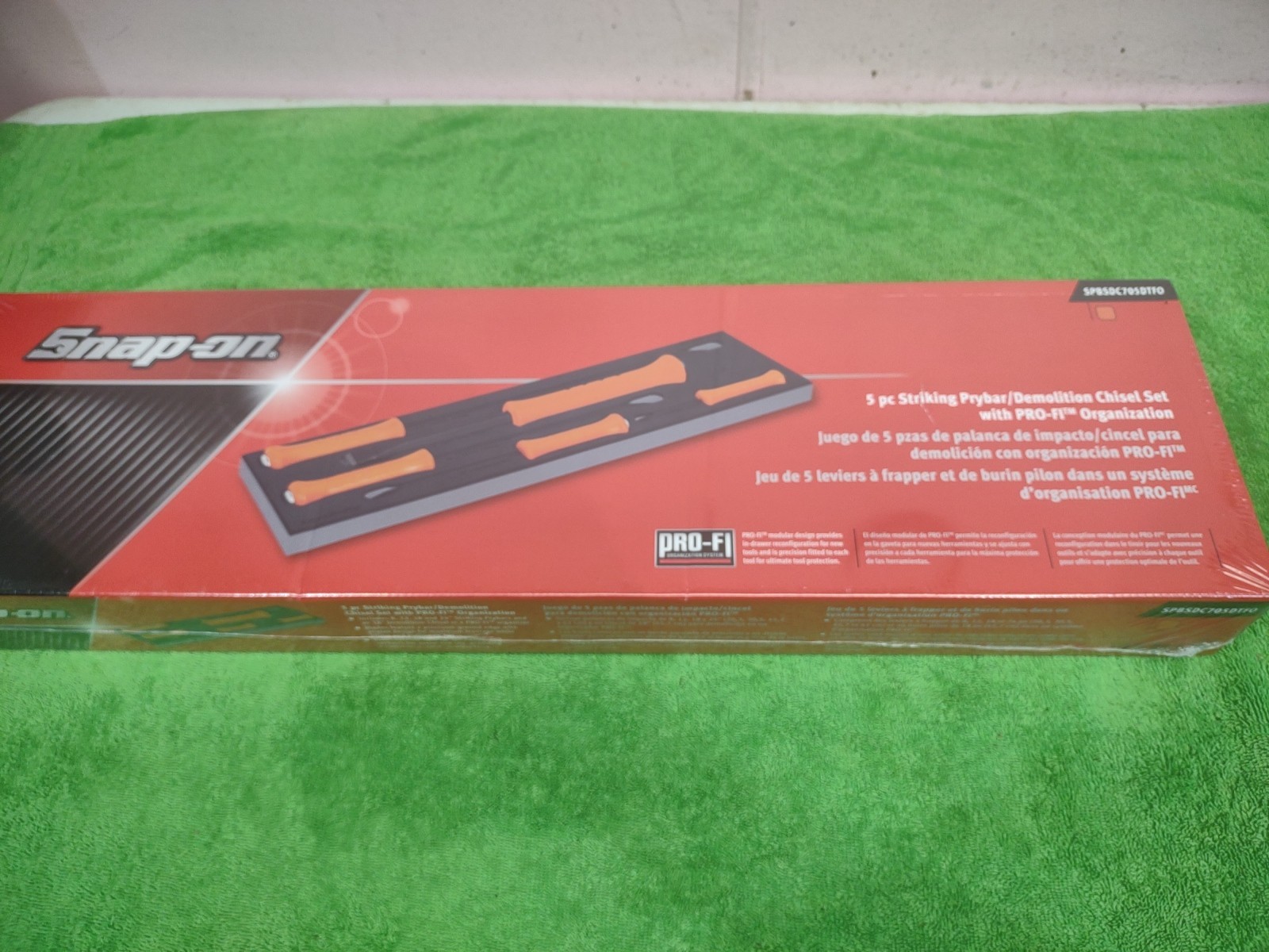 NEW!! Snap On 5-pc orange Striking Prybar & Demolition Chisel Foam Set SPBSDC705