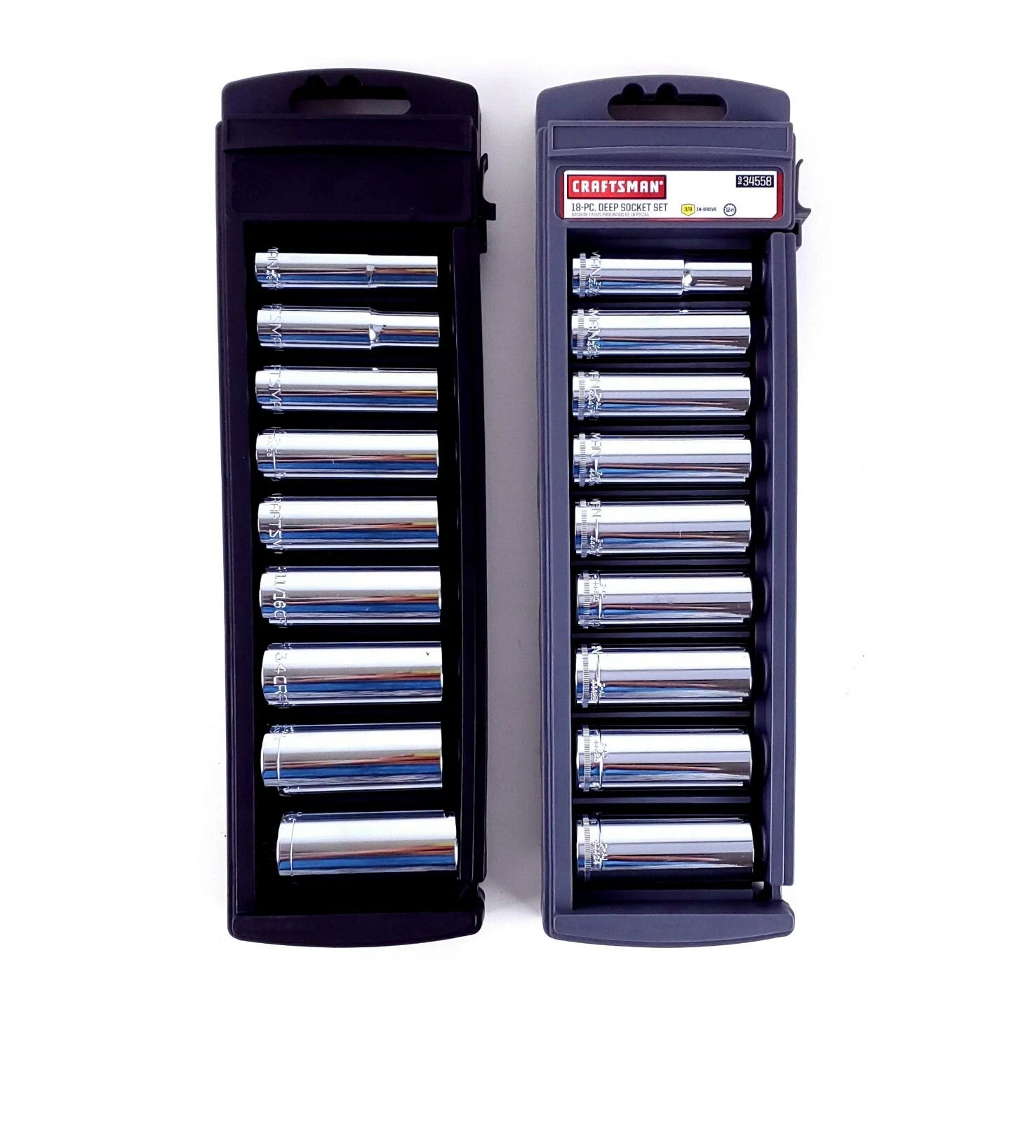 Craftsman 18 Piece 3/8 Inch Drive 12 Point Standard SAE & Metric Deep Socket Set