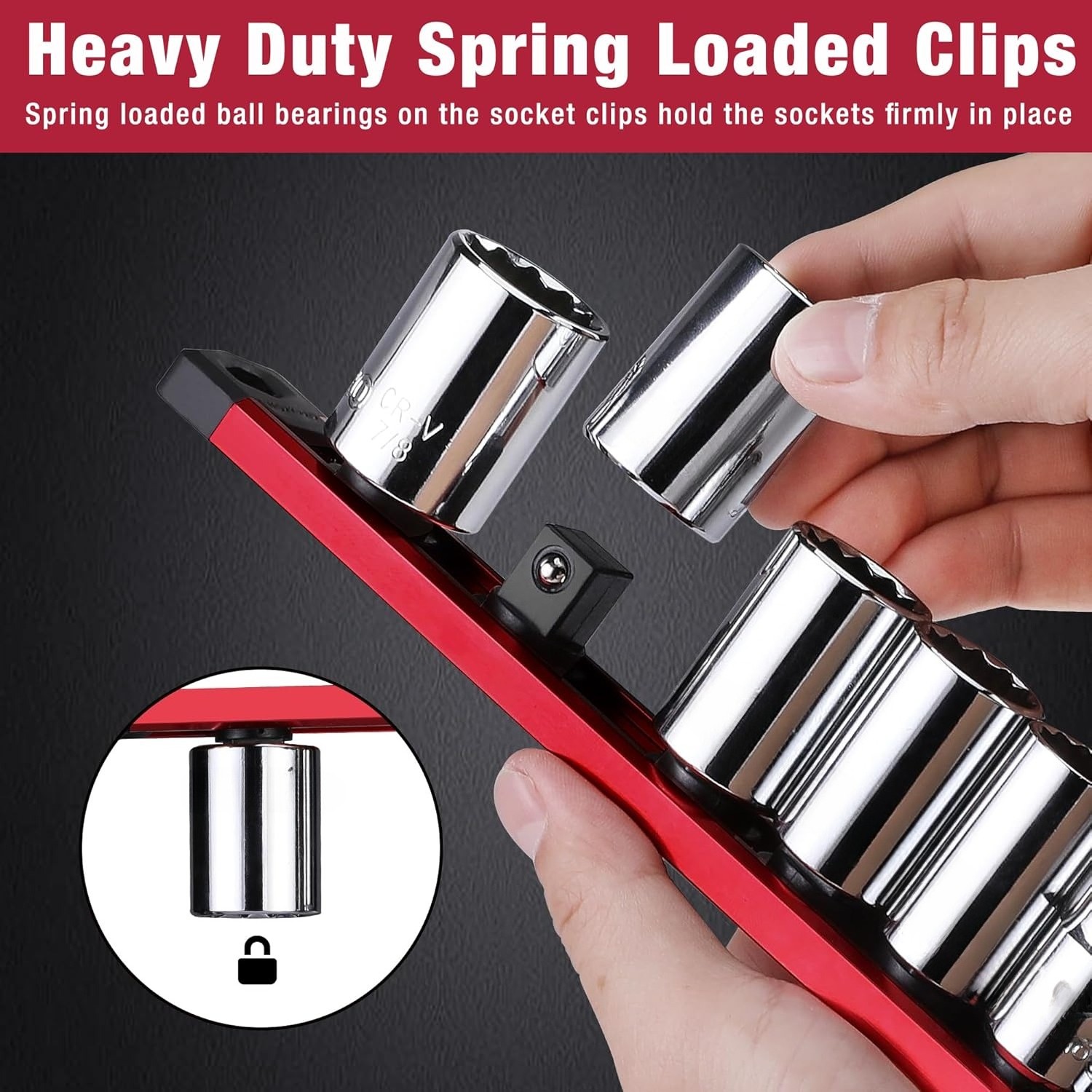 Magnetic Socket Organizer, 1/2-Inch Drive Aluminum Alloy Sockets Rail