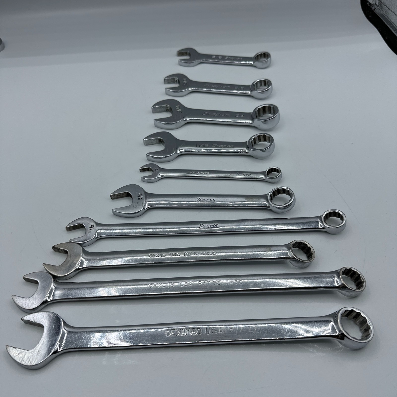 SNAP ON 10 Piece Combination Wrench Set Long Short READ DESC OEXM180 OEXL18 MORE