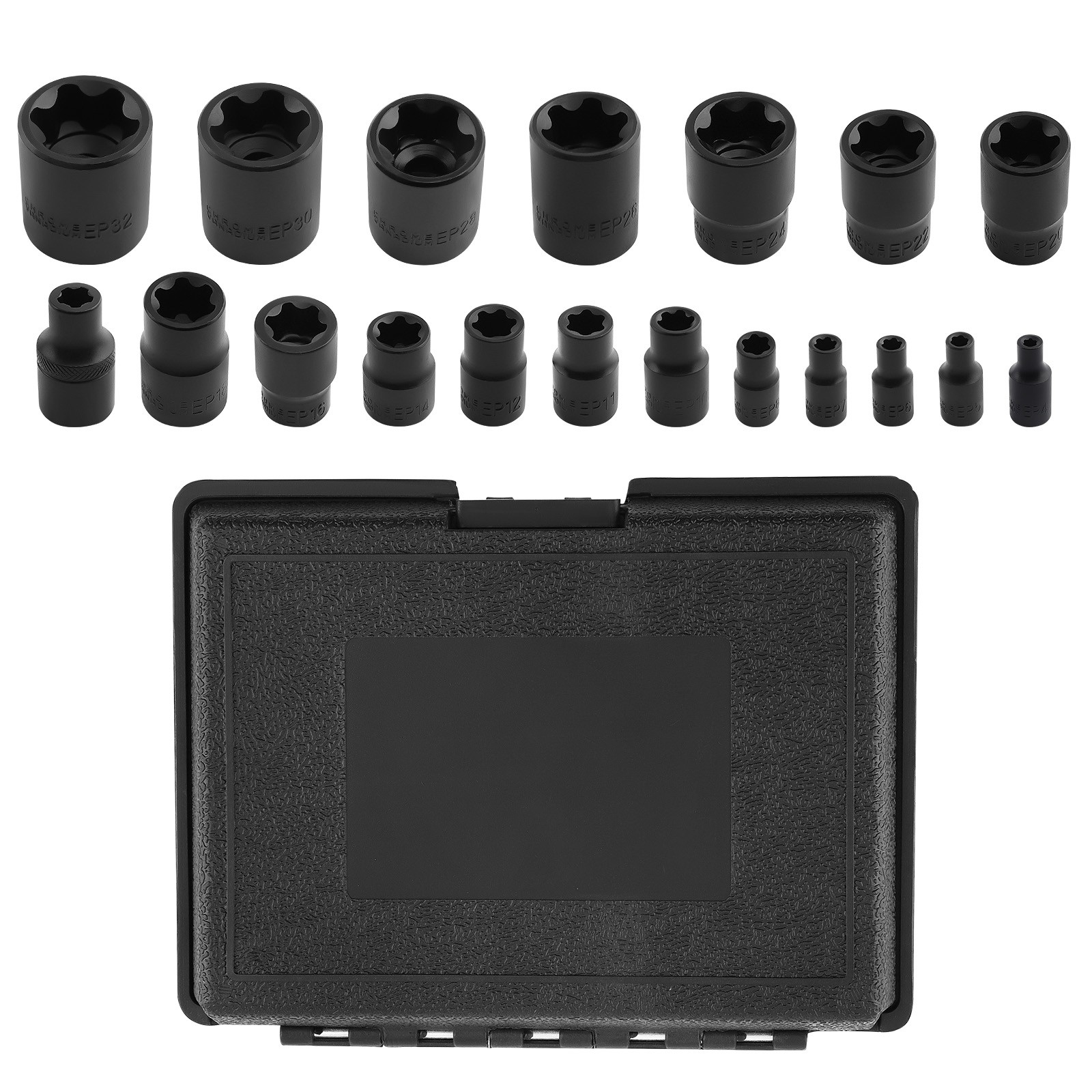 19 PC External Plus Socket Set 6 Point EP Socket EP4, EP5, EP6, EP7, EP8, EP10