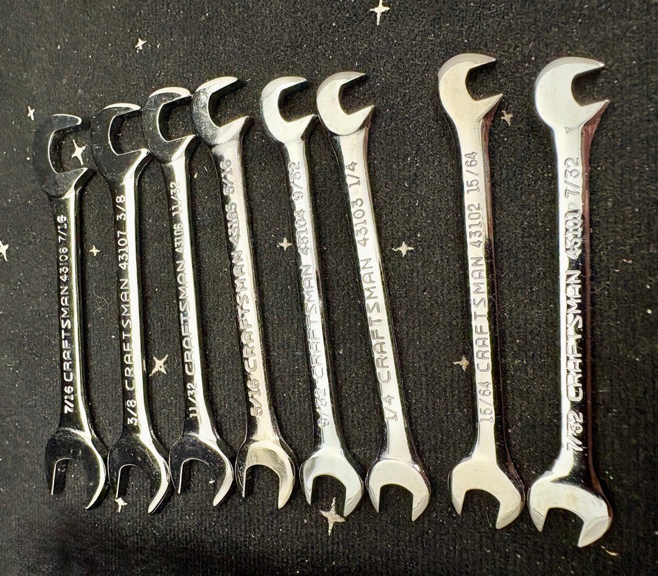 VTG Unused Craftsman 8-Piece Open End Ignition Wrench Set W/Vinyl Pouch USA