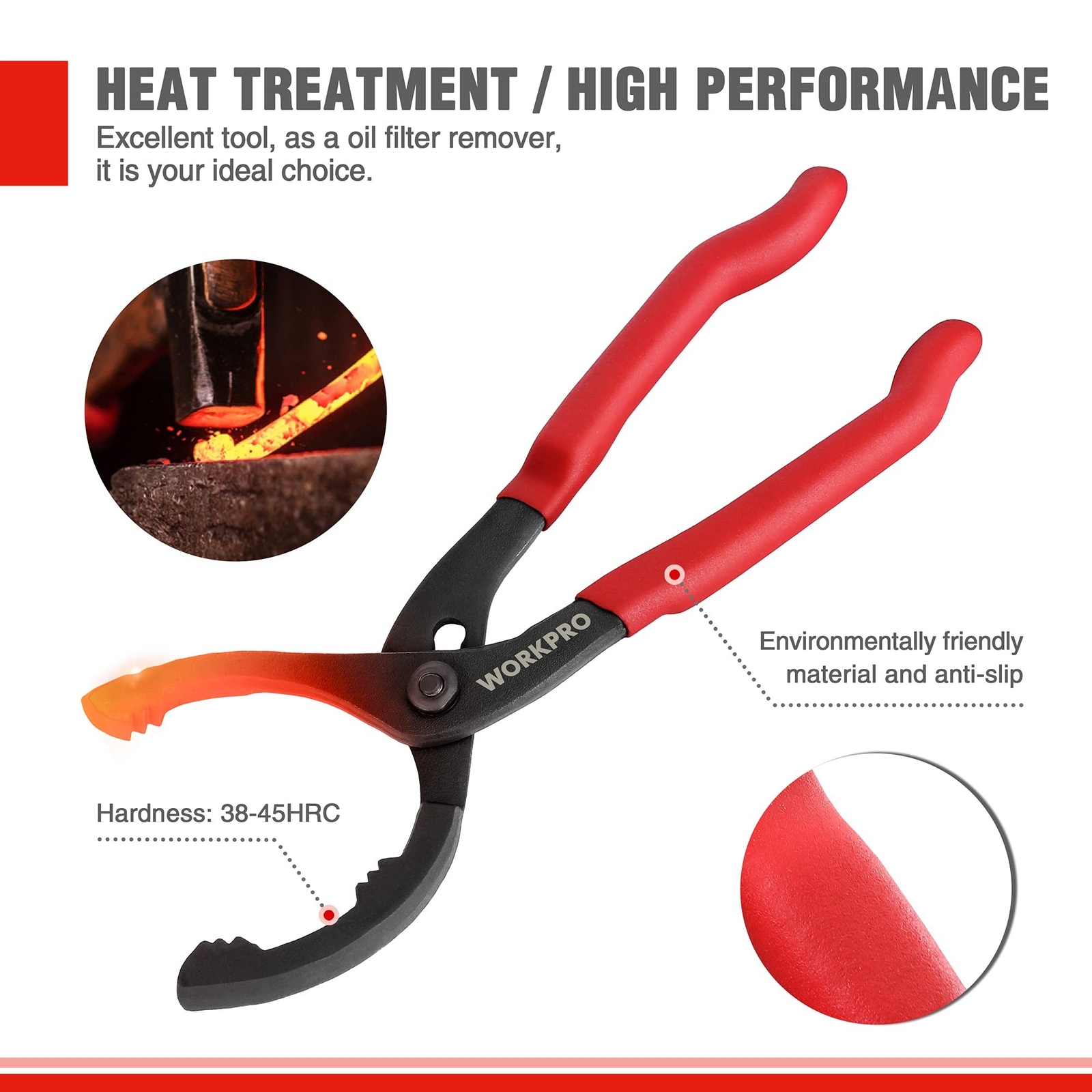 WORKPRO 12″ Adjustable Oil Filter Pliers, Wrench Adjustable Oil Filter Remova…