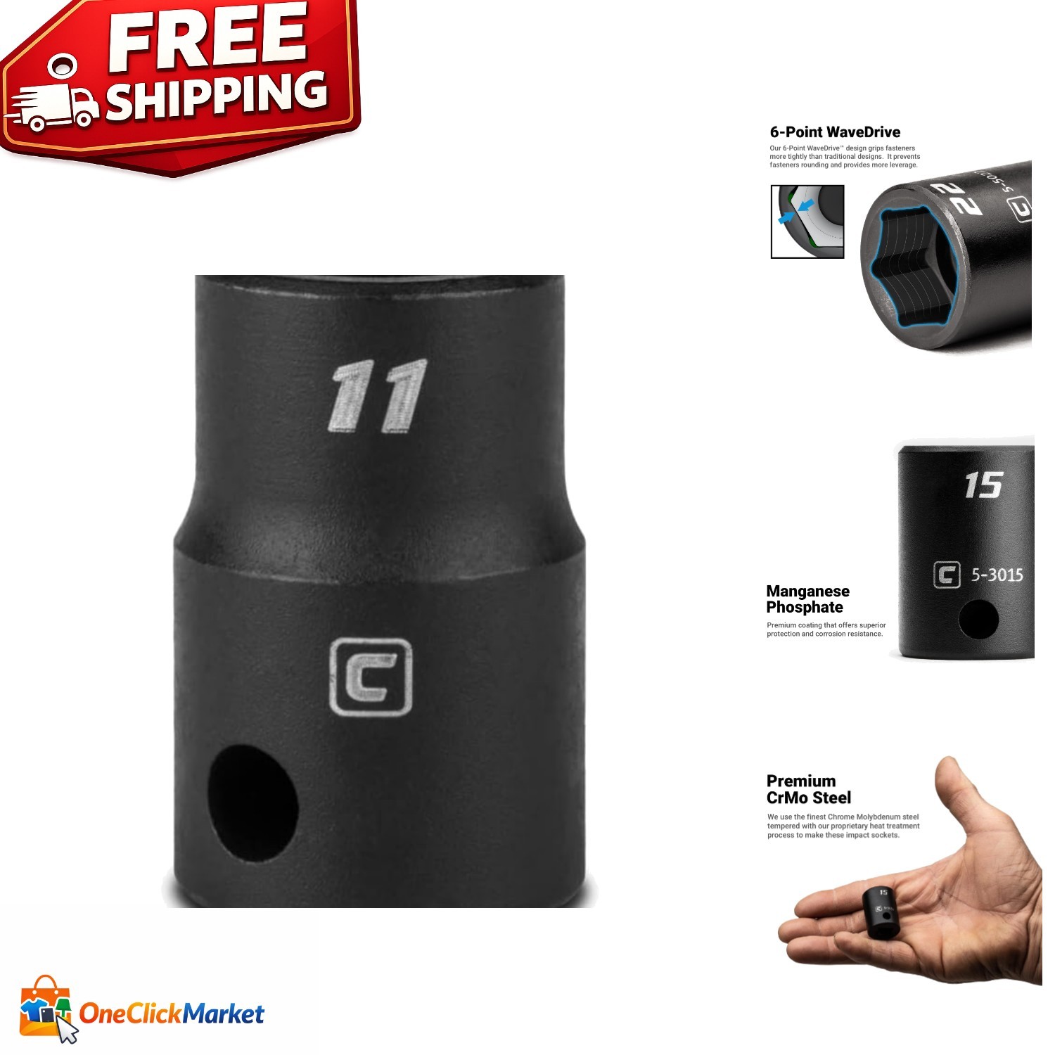 Durable Corrosion-Resistant 11mm 3/8″ Drive Impact Socket for Professionals