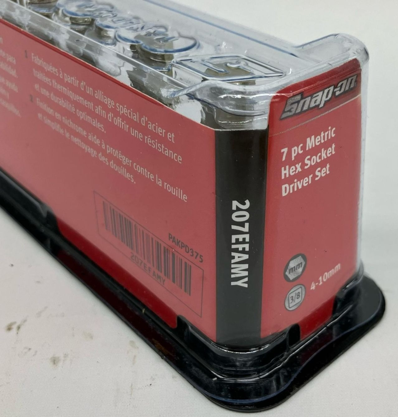 Snap-on 207EFAMY 4mm-10mm 3/8″ Drive 7-Piece Metric Hex Socket Set [Mint]