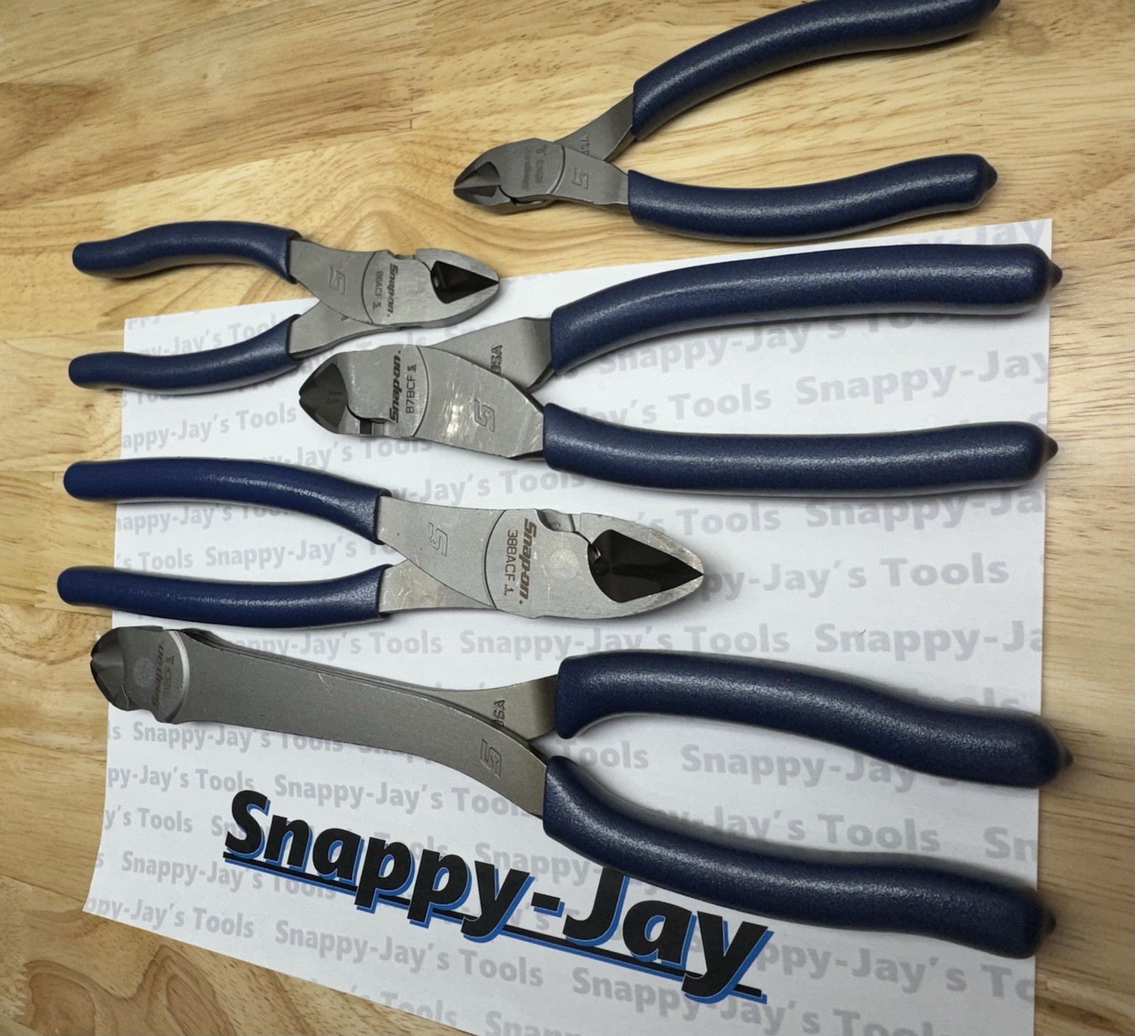 Snap-on Tools USA NEW 5pc POWER BLUE Diagonal Cutter Pliers Set CUTTER5MB