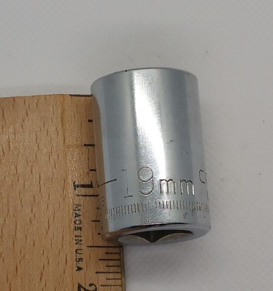 Craftsman 1/2″ Drive 19MM 12 Point Shallow Socket Metric V 44238 USA NOS