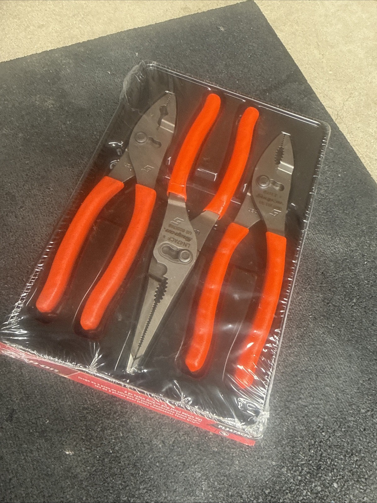 For Snap-on Tools NEW ORANGE 3pc Soft Grip Slip Joint Pliers Lot Set PL347ACFO