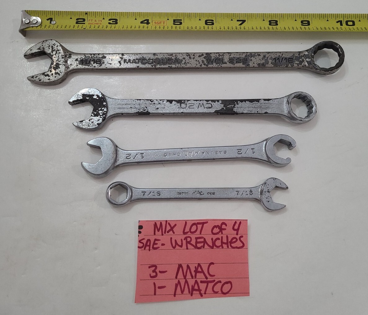 MAC Tools Wrench 1/2″ SAE Deep Flare Nut Matco mix 4 Standard 11/16″ 5/8″ 7/16″