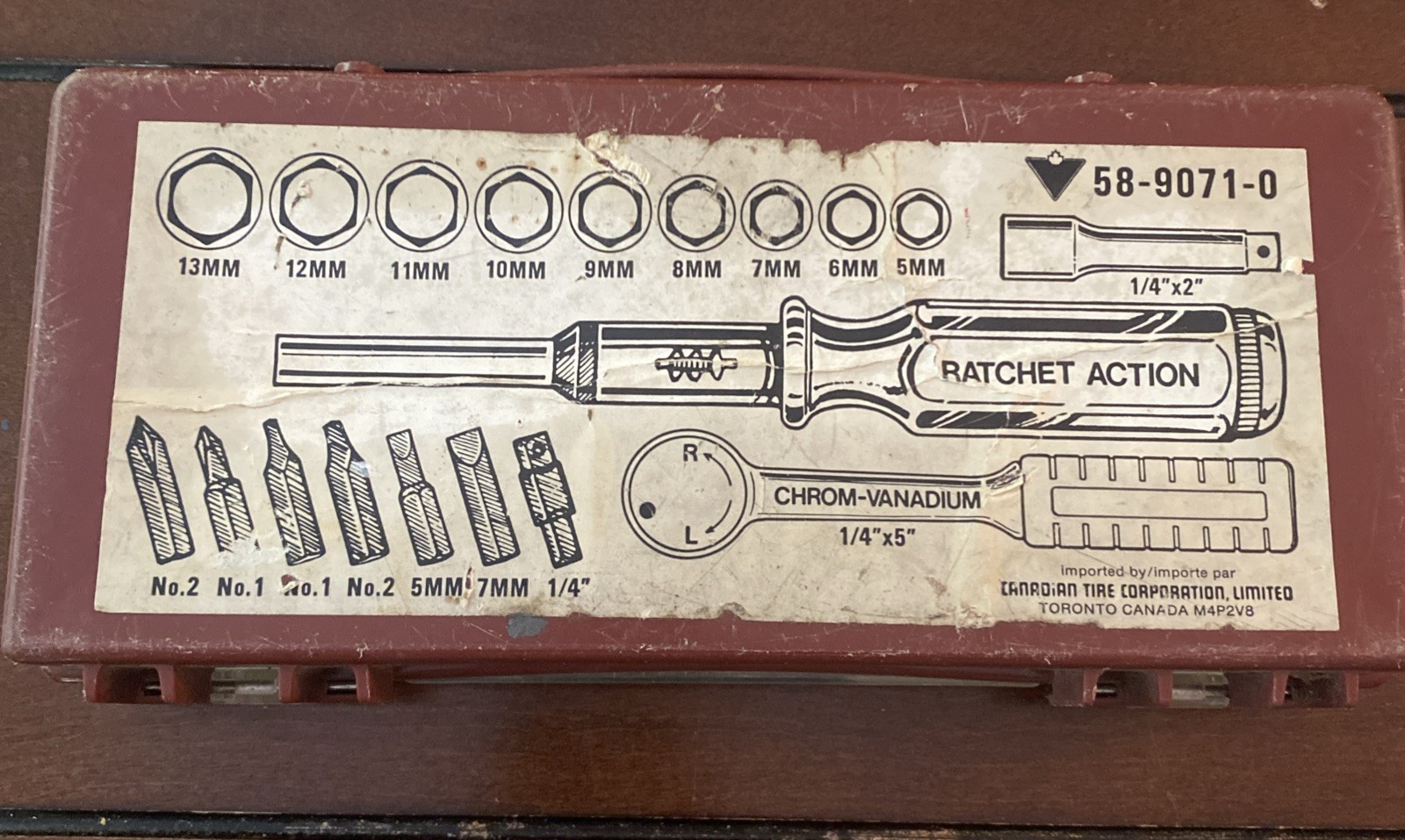 Vintage Canadian Tire 20 Piece Ratchet Set With Case Action Tool Set READ RARE