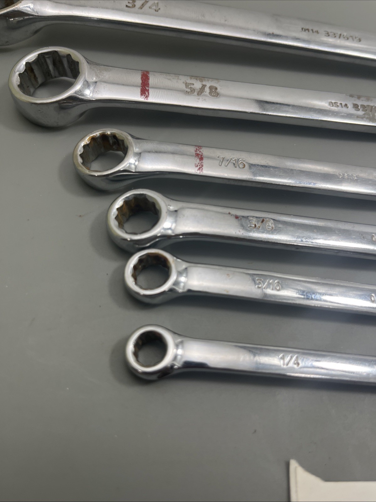 Vintage Kobalt Combo Wrench Set Of 6 SAE 1/4,5/16,3/8,7/16,5/8,3/4”