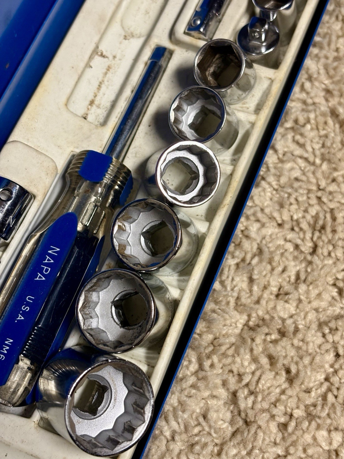 NAPA 3/8″ 1/4″ Socket Set USA Metal Case – Incomplete / See Pics
