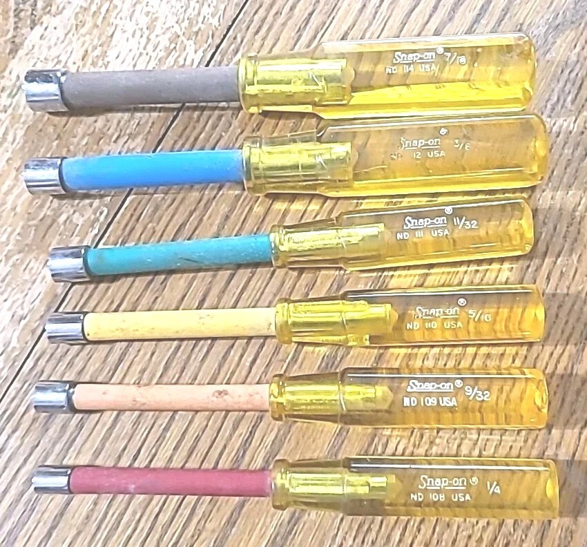 Snap-on Nut Drivers. Set Of 6. EUC USA MADE Mechanic Tools Lot