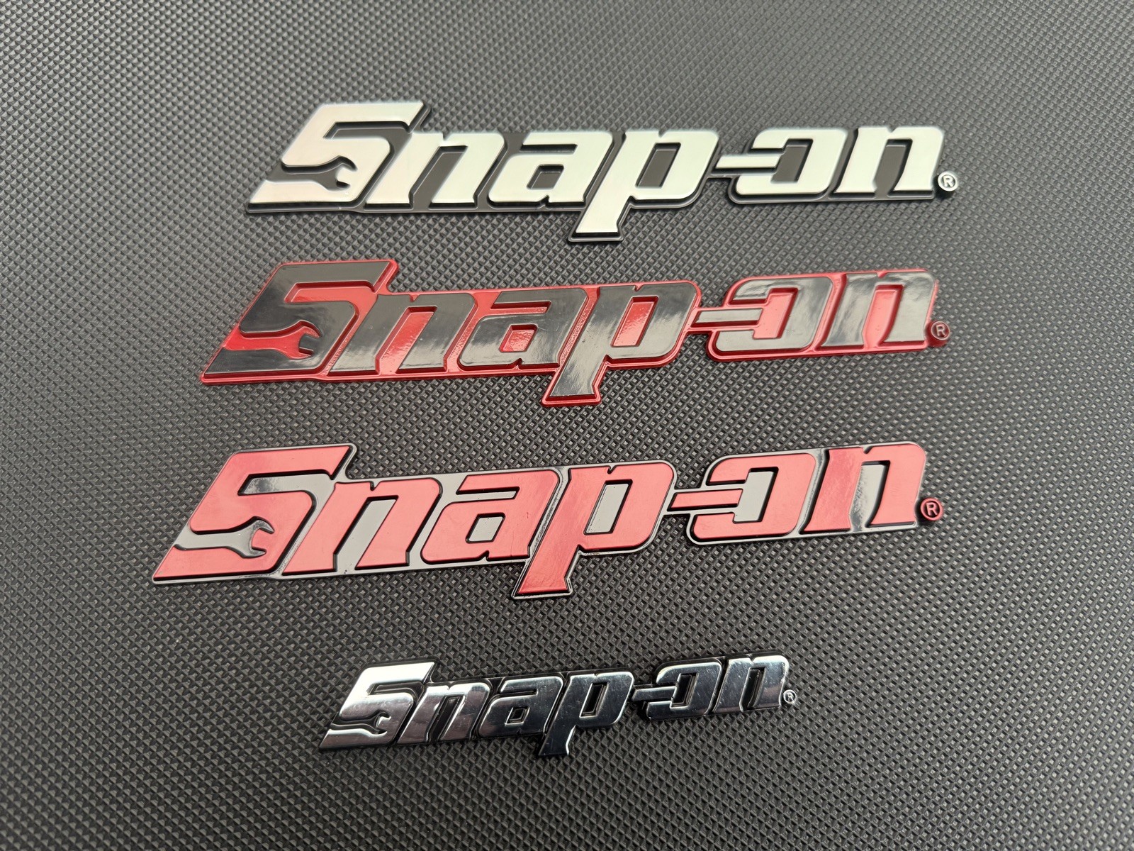 New Snap On LOGO 8” METAL Toolbox Roll Cab chrome Badge Logo Emblem Sticker .