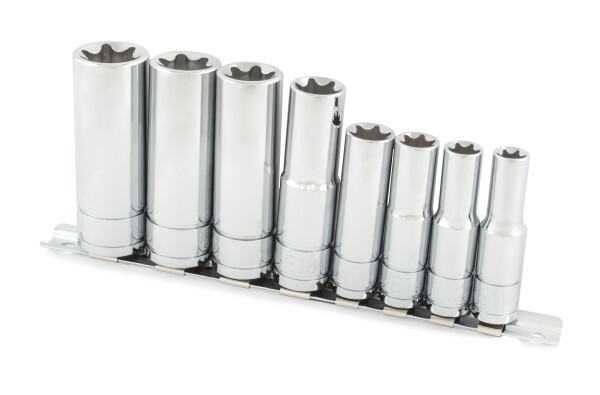 Titan 68302 8pc 3/8in. and 1/2in. External Star Deep Socket Set Chrome Finish