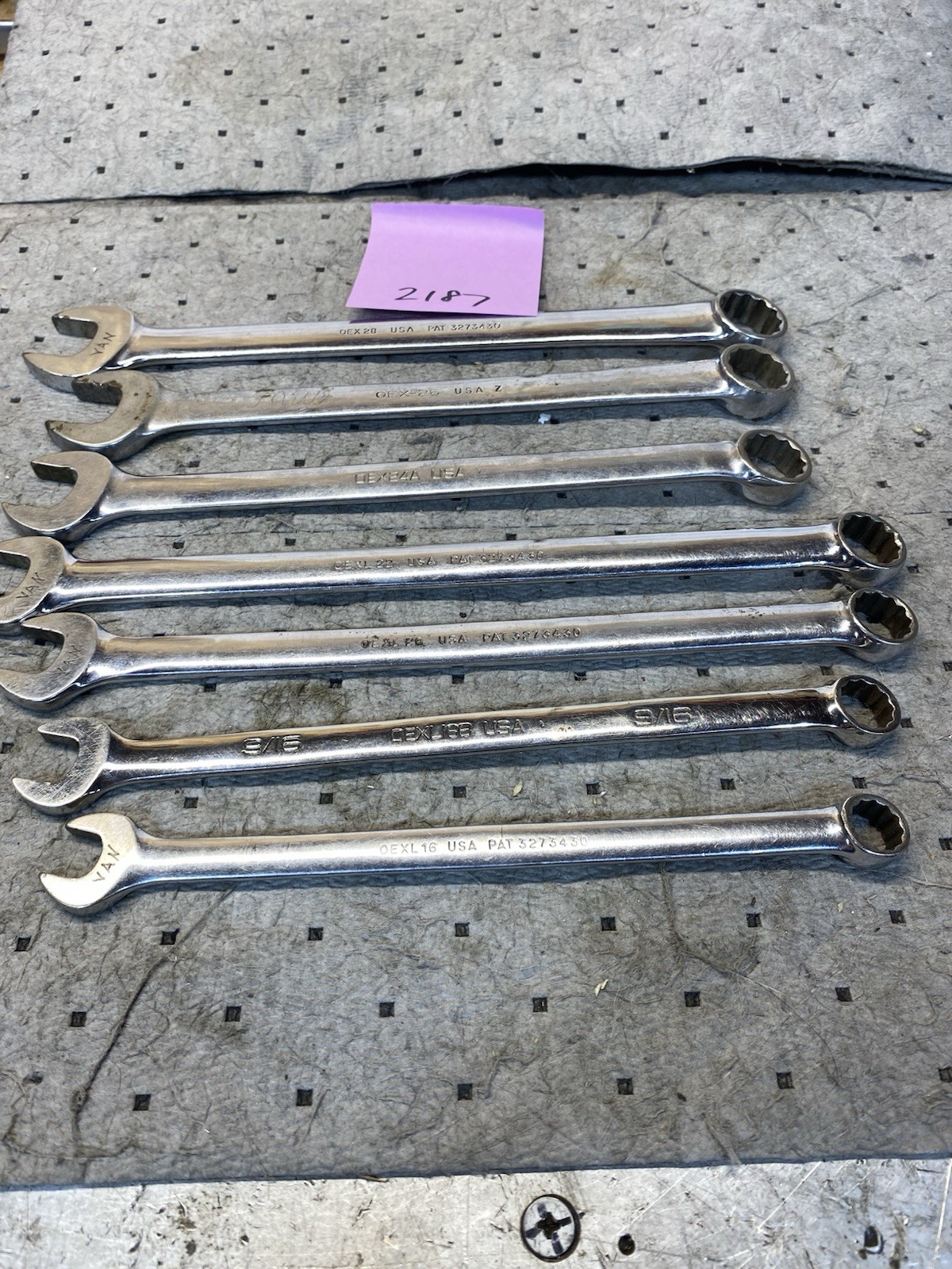 Snap On Wrench Set Lot Of 7. 7/8- 13/16-3/4-11/16-5/8-9/16-1/2