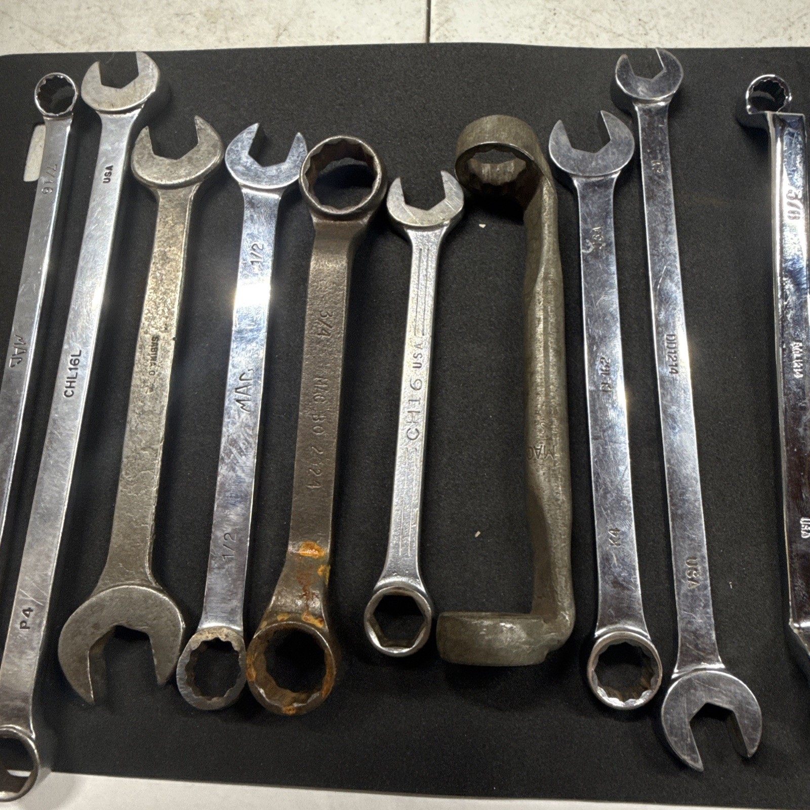 Mac Tools Wrench Lot Combination , Valve , Box 14 Pieces
