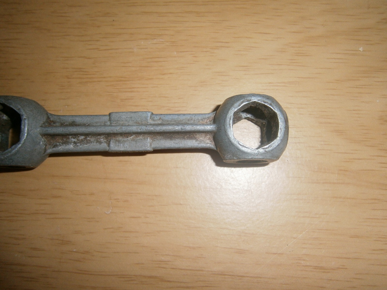 Vintage silver tone U.C.P. England multi spanner. 17mm end.(E6d)