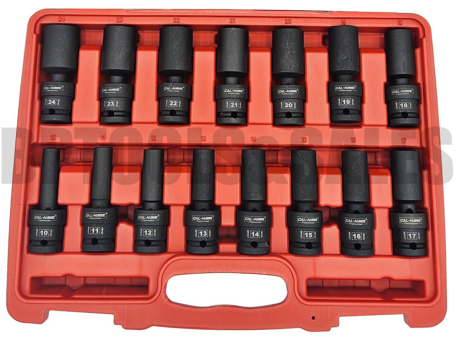 15pc 1/2″ DR. Universal Swivel Deep Impact Socket Set (METRIC) PRO Radius 10-24m