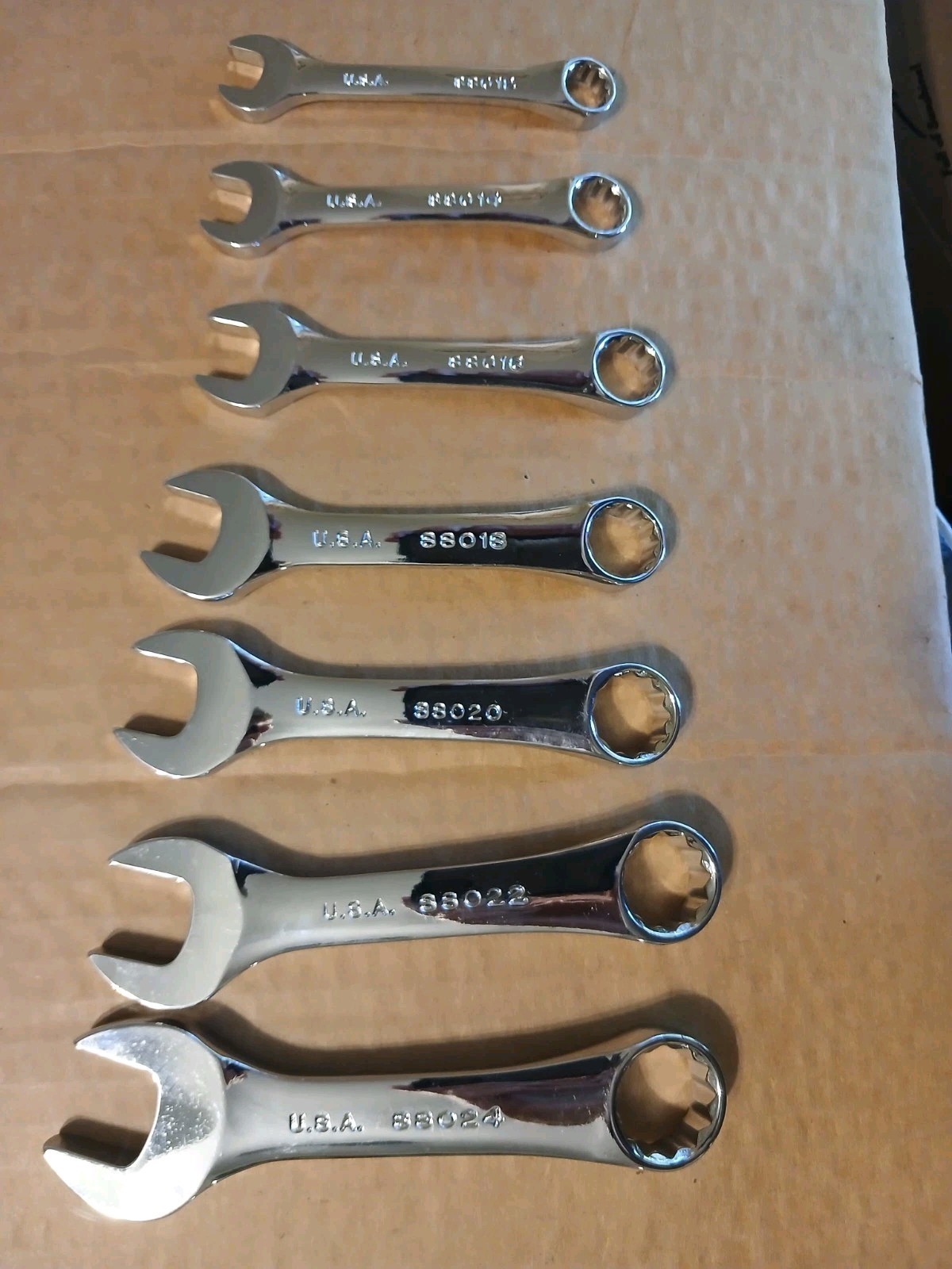 S-K 7 pc Stubby Combination Wrench Set 3/8-3/4 Made In The USA