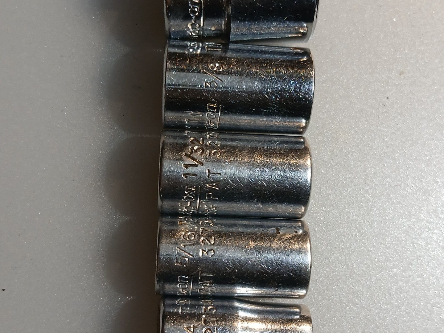 7pc Snap On 1/4 Dr Sae Set Standard Chrome Short 6pt 3/16-7/16 Flank Drive