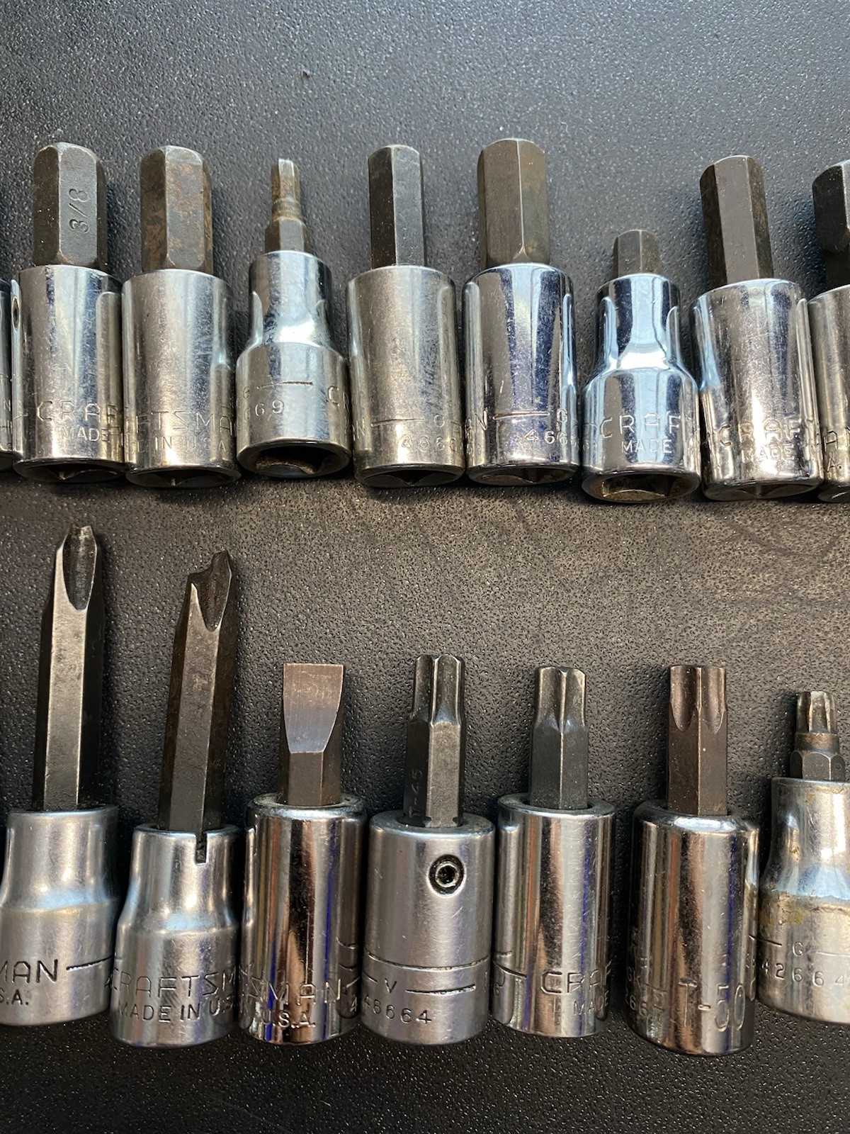 Craftsman 3/8″ 1/4” Hex/allen/ Flat/ Phillips Bit Set Mixed Lot 44 Pieces USA