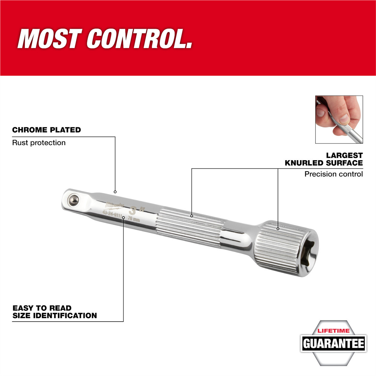 Milwaukee Tool 3/8″ Drive 3″ Extension
