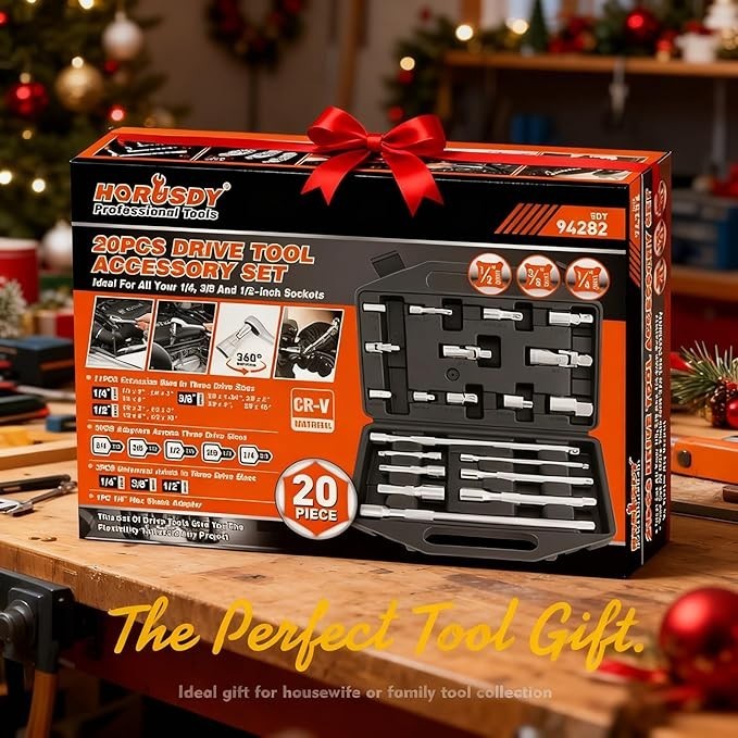20-Piece Socket Extension Bar Set, 1/4″, 3/8″ and 1/2″ Drive Socket Extension Se