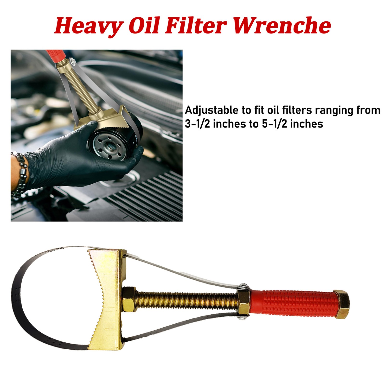 New Oil Filter Wrench Oil Filter Removal Excavators Strap 9-15 cm Diameter US