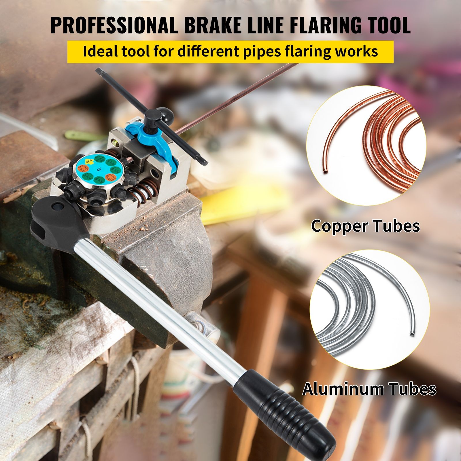 Brake Line Flaring Tool 45 Deg Single Double Bubble 3/16-3/8in Vise Mount Kit