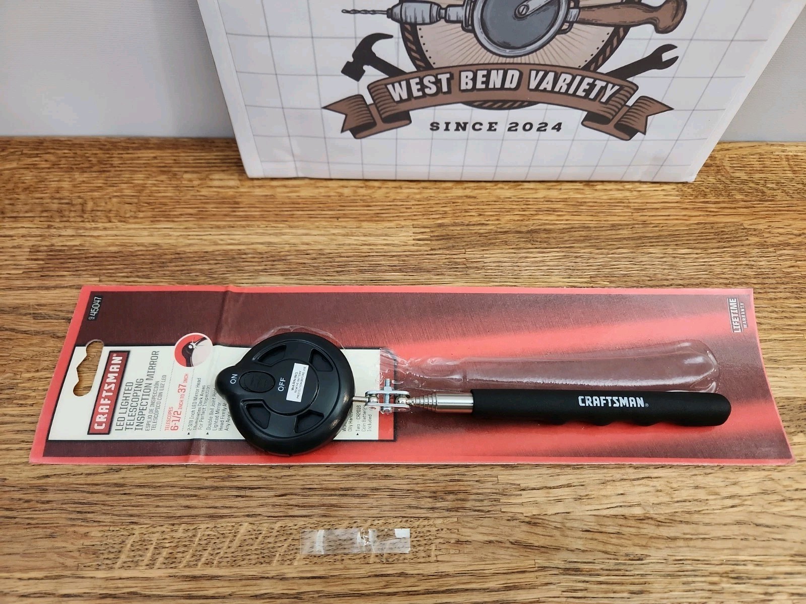 NOS Craftsman 45047 6-1/2″ to 37″ LED Lighted Telescoping Inspection Mirror