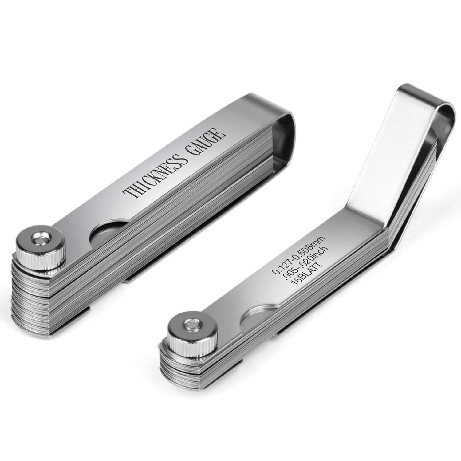 Feeler Gauge Set 2PCS 32 Blades SAE Metric Stainless Steel Straight Offset