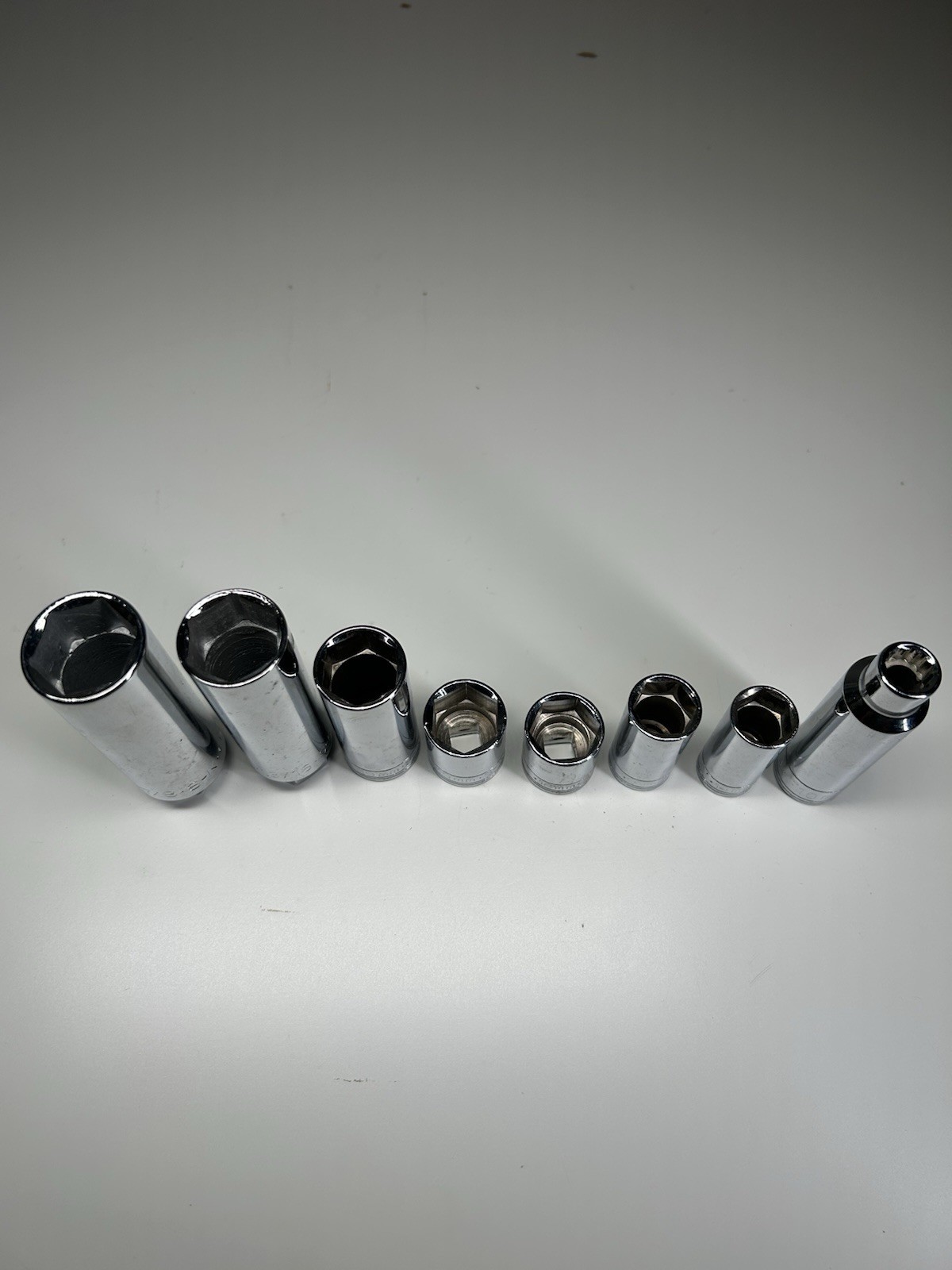 S-K USA Socket Lot 8pc 3/8 & 1/2 Drive Deep Standard 10-19mm 13/16 7/8