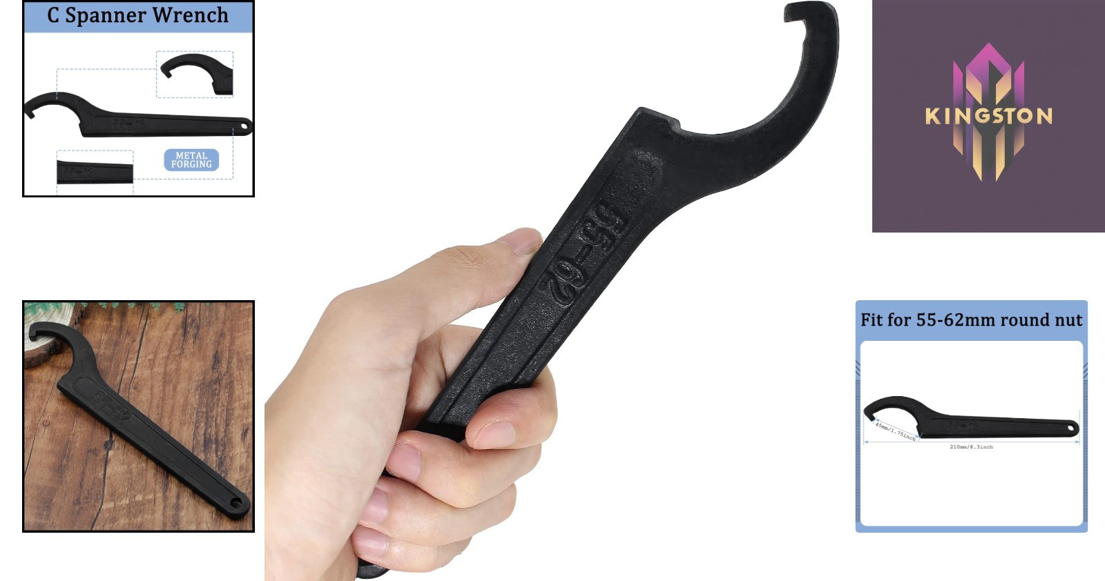 7-inch C Hook Spanner Wrench – High Torque Carbon Steel for Round Nut Adjustment