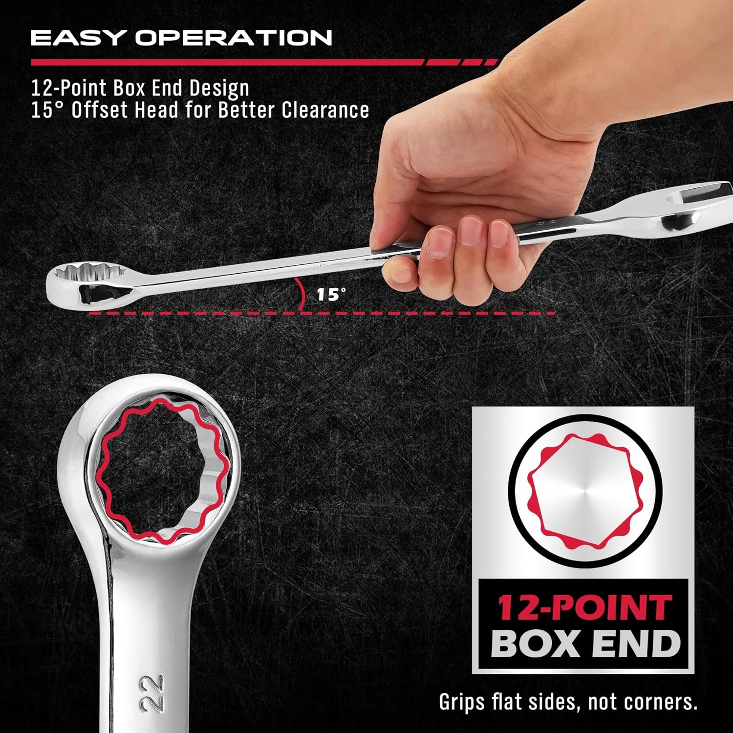 30-Piece Combination Wrench Set – Open-End Wrench Set with Storage Case